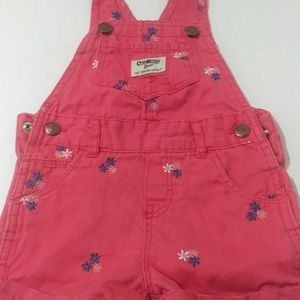 OshKosh overalls. Red W/ flowers 12 Mo.